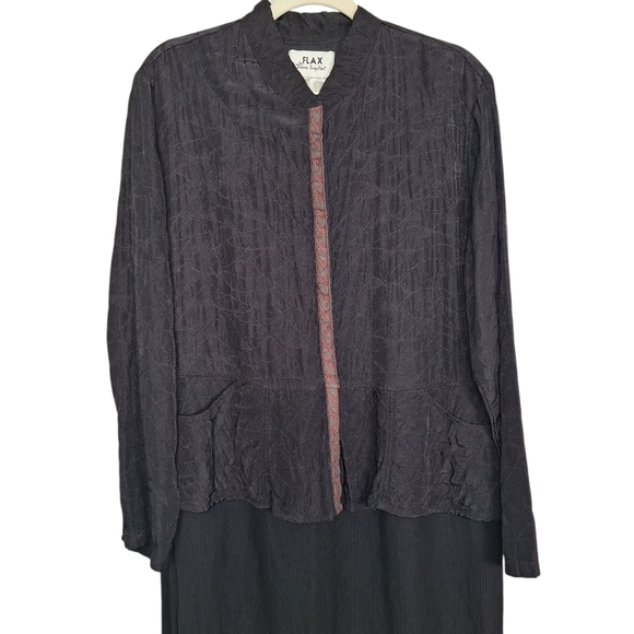 Flax Romantic Gothic Style Textured 2 In 1 Dress Long Sleeve Snap Button M - Picture 2 of 13